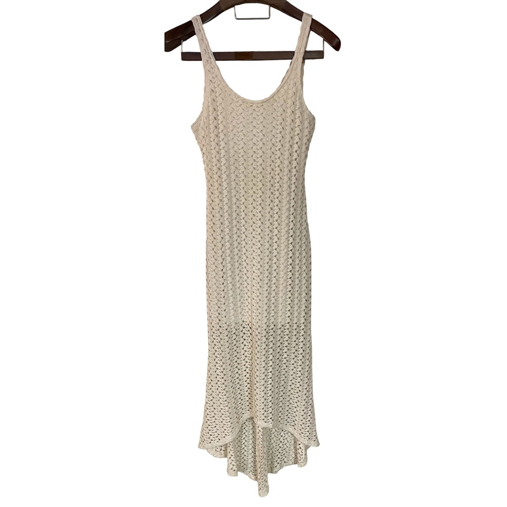 Xhilaration Ivory Crochet Hi Lo Sleeveless Maxi Dress Coastal Boho Resort M